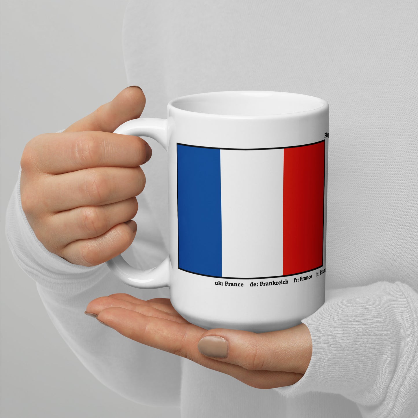 320ml, 440ml, 590ml Weiß glänzende Tasse Flaggen von Europa 04 Frankreich