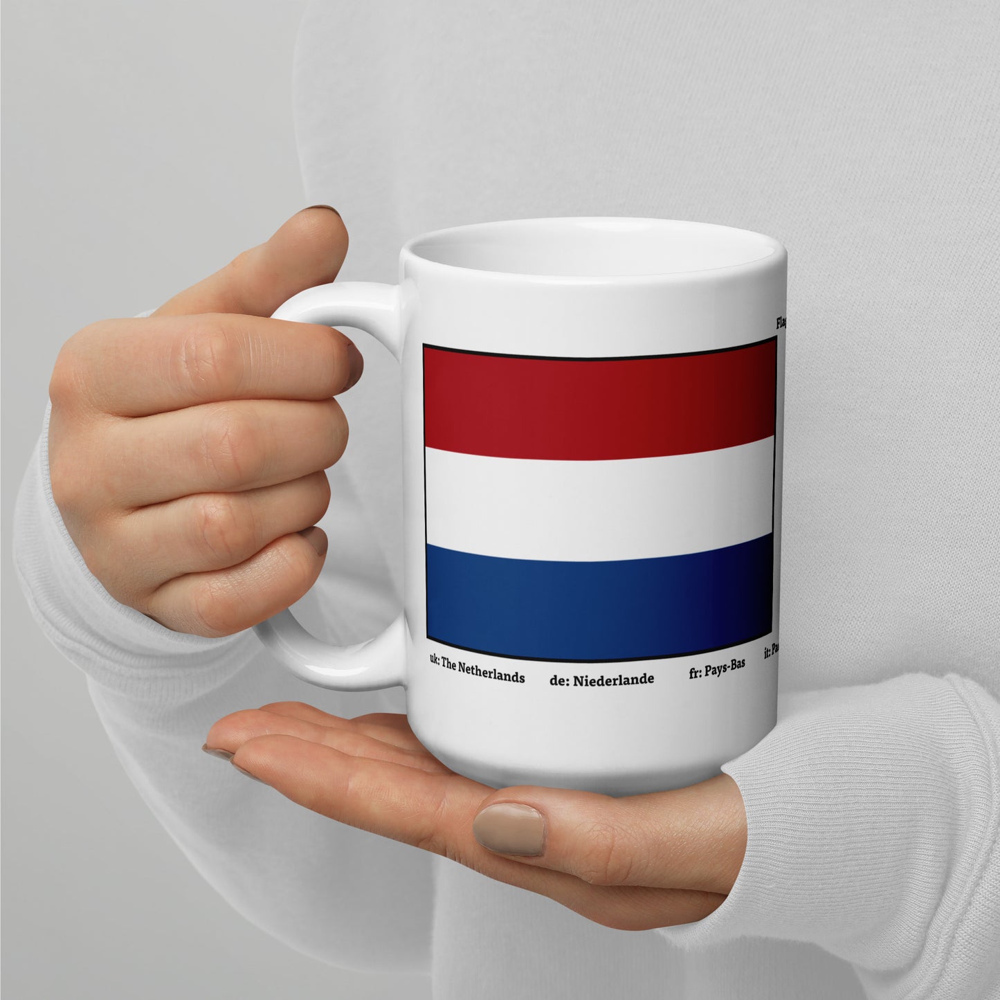 320ml, 440ml, 590ml Weiß glänzende Tasse Flaggen von Europa 05 Niederlande