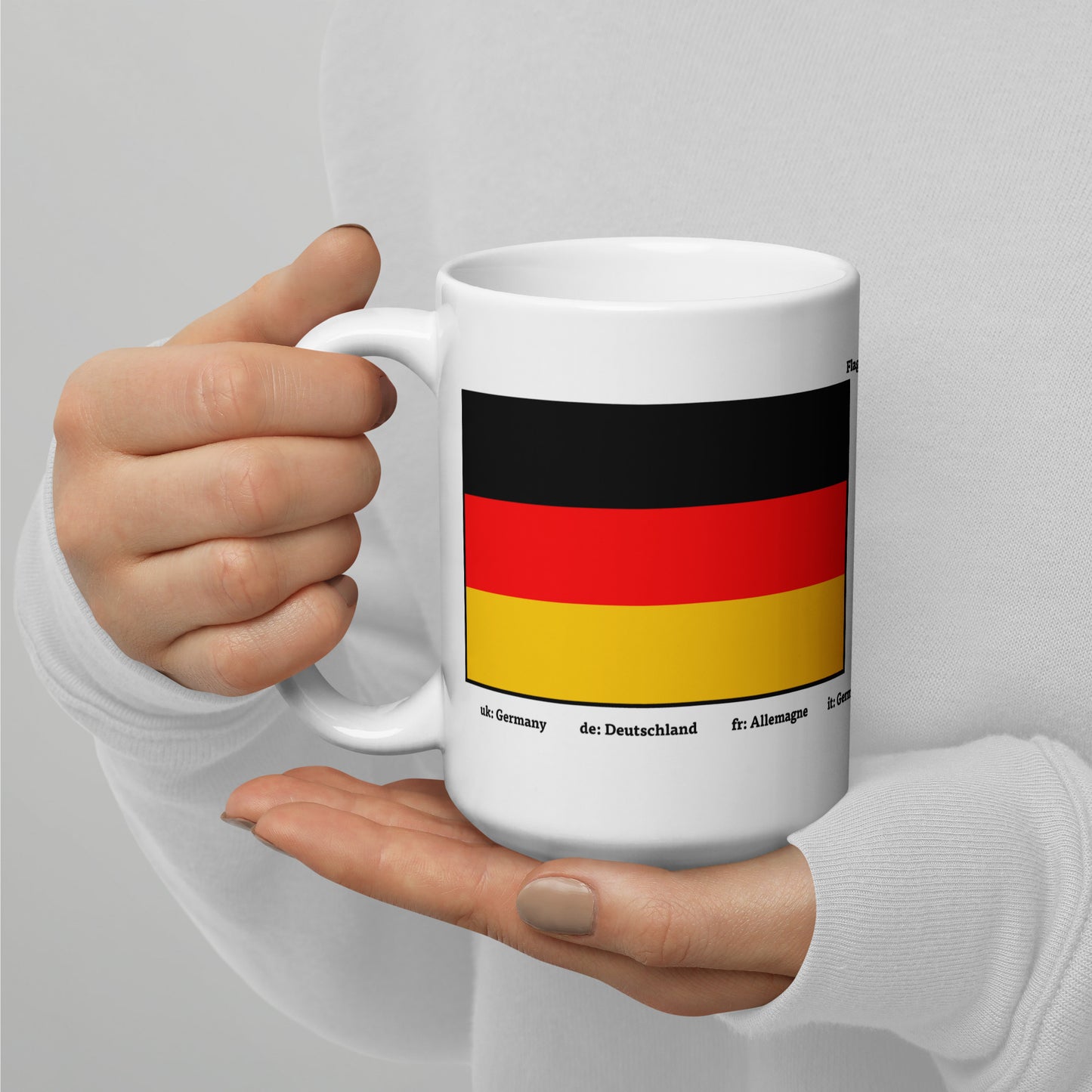 320ml, 440ml, 590ml Weiß glänzende Tasse Flaggen von Europa 03 Deutschland