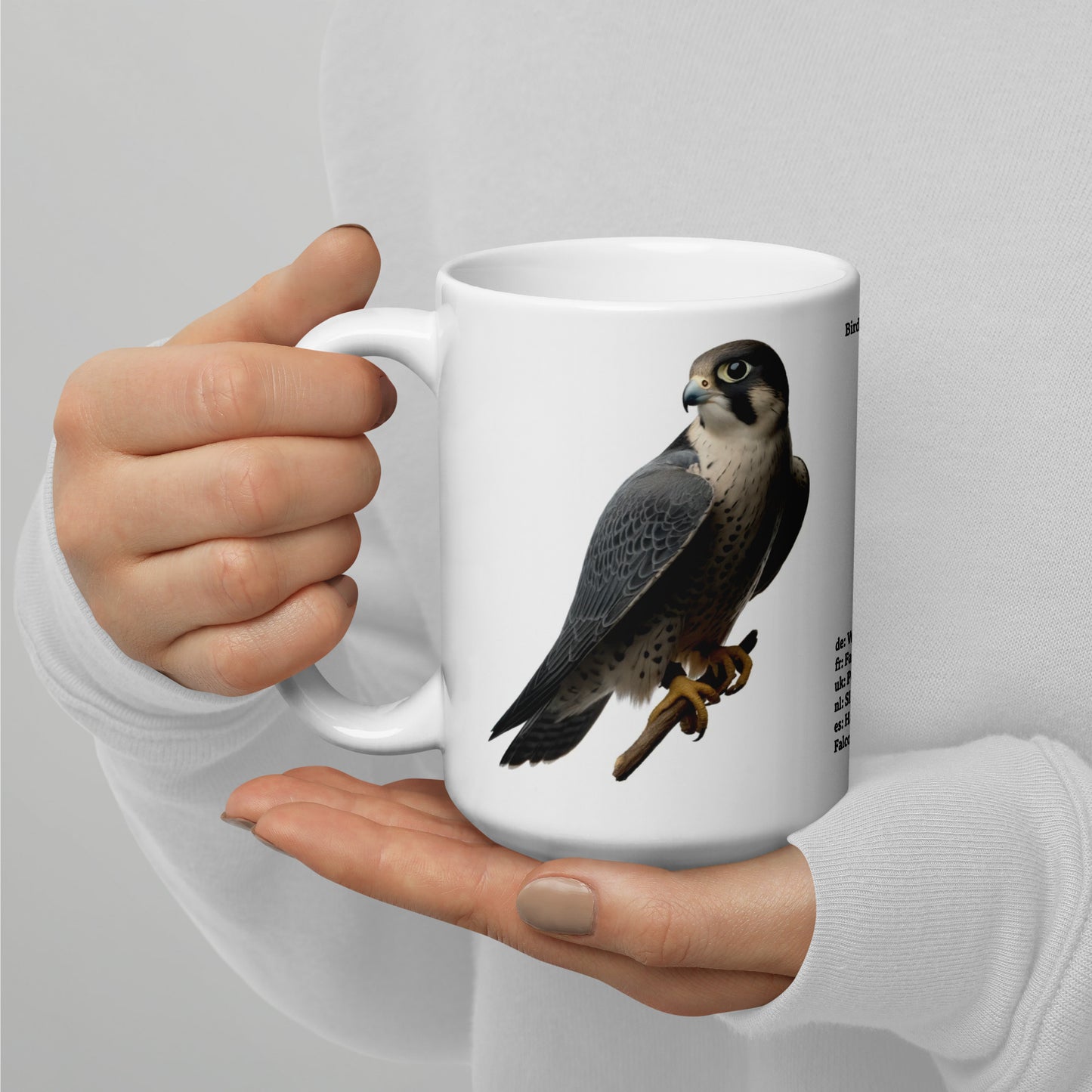 440ml White glossy mug Birds of Europe 11 Peregrine Falcon