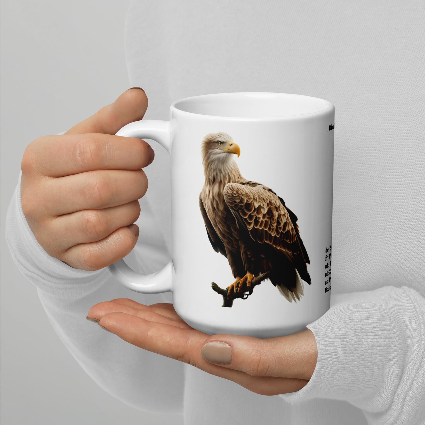 440ml White glossy mug Birds of Europe 15 White tailed eagle