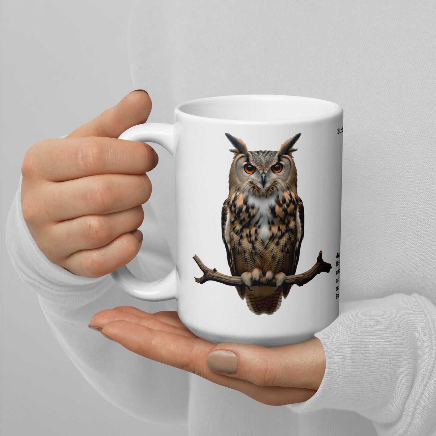 440ml White glossy mug Birds of Europe 18 Eagle-Owl