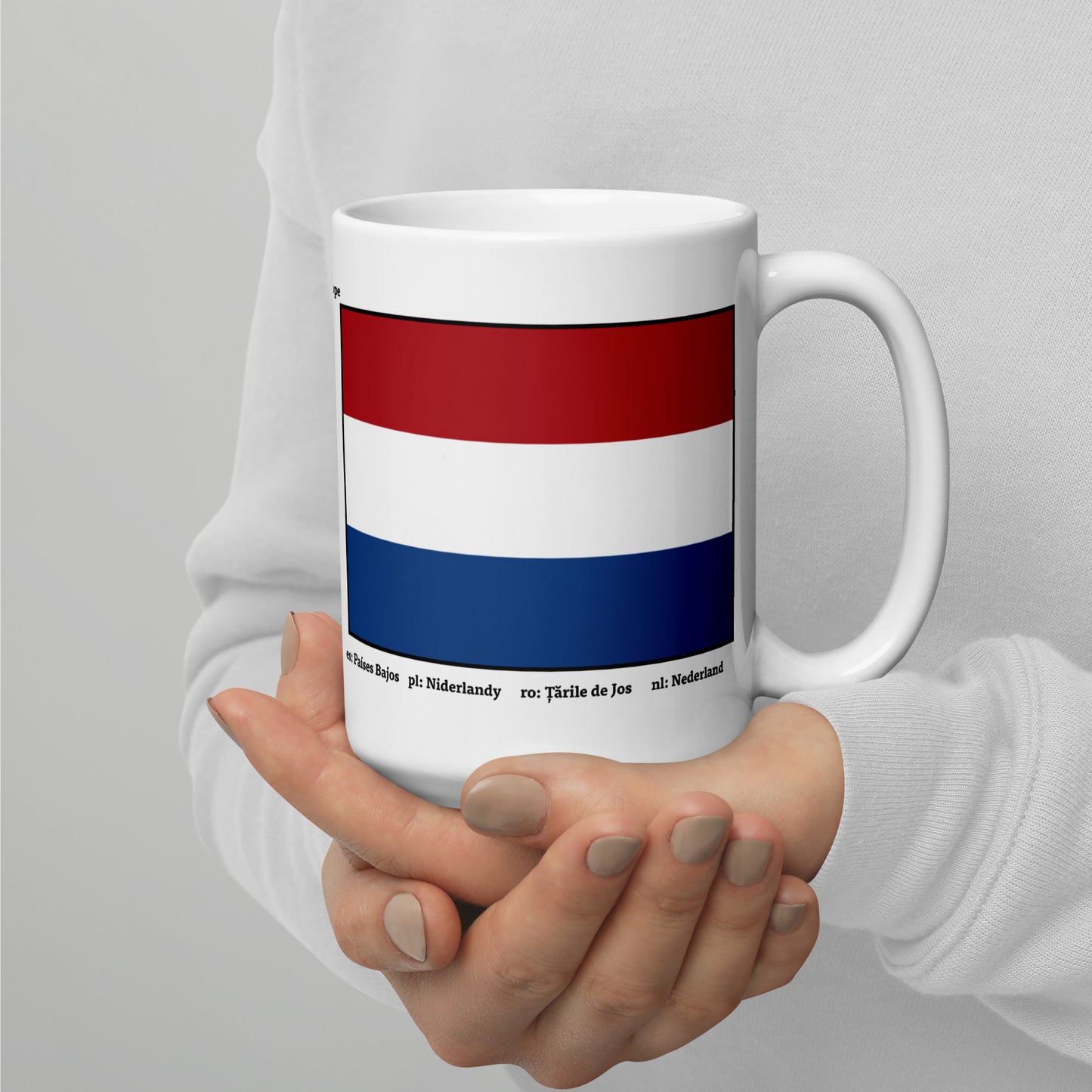 320ml, 440ml, 590ml Weiß glänzende Tasse Flaggen von Europa 05 Niederlande