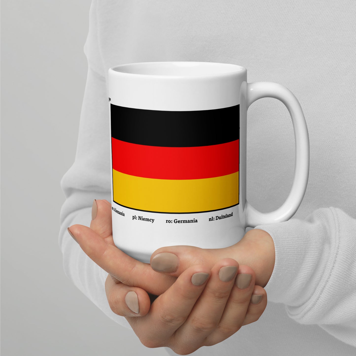 320ml, 440ml, 590ml Weiß glänzende Tasse Flaggen von Europa 03 Deutschland