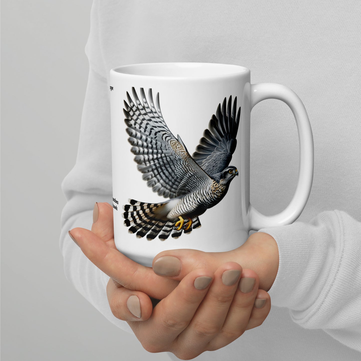 440ml White glossy mug Birds of Europe 09 Goshawk