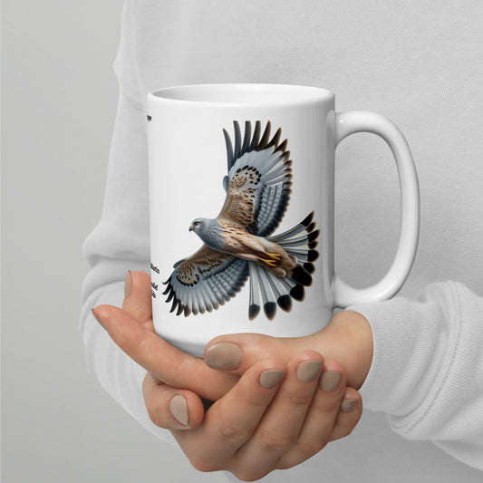 440ml White glossy mug Birds of Europe 14 Hen Harrier