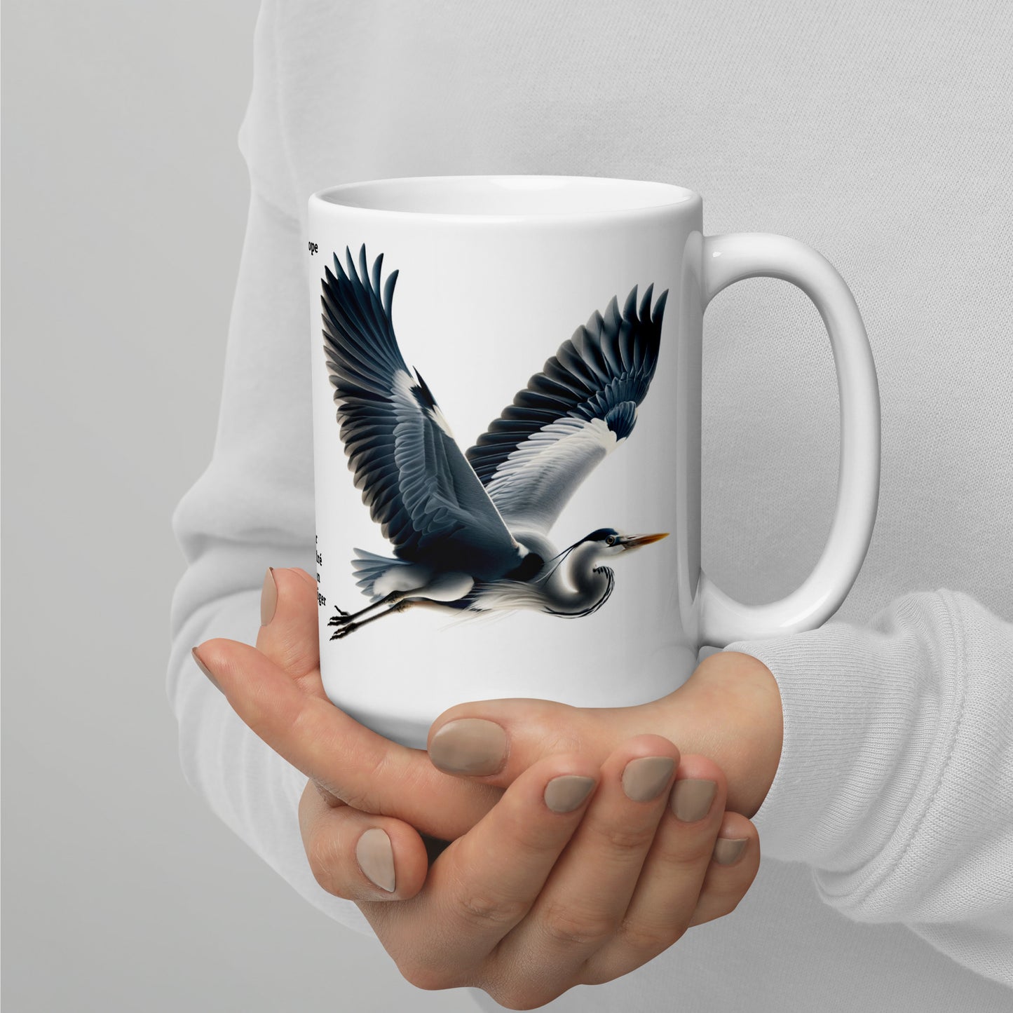 440ml White glossy mug Birds of Europe 17 Grey Heron