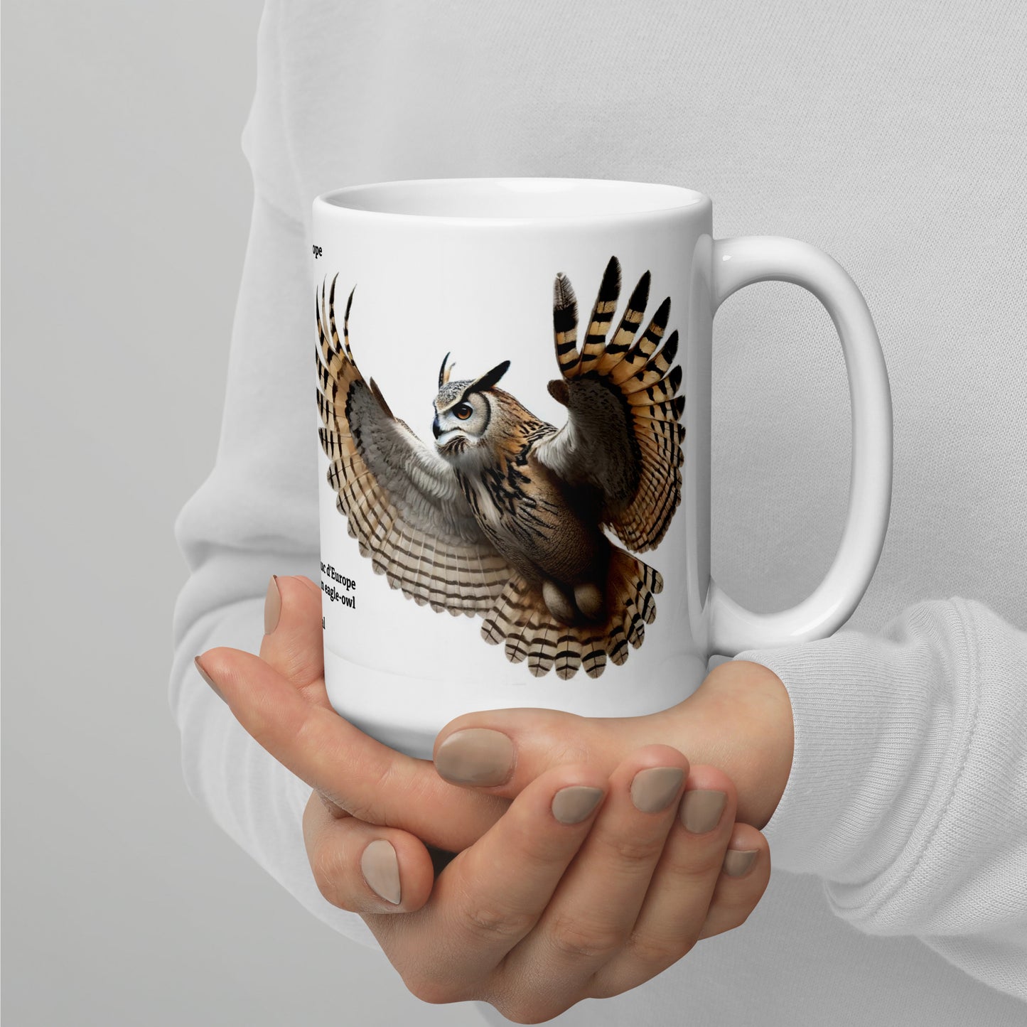 440ml White glossy mug Birds of Europe 18 Eagle-Owl