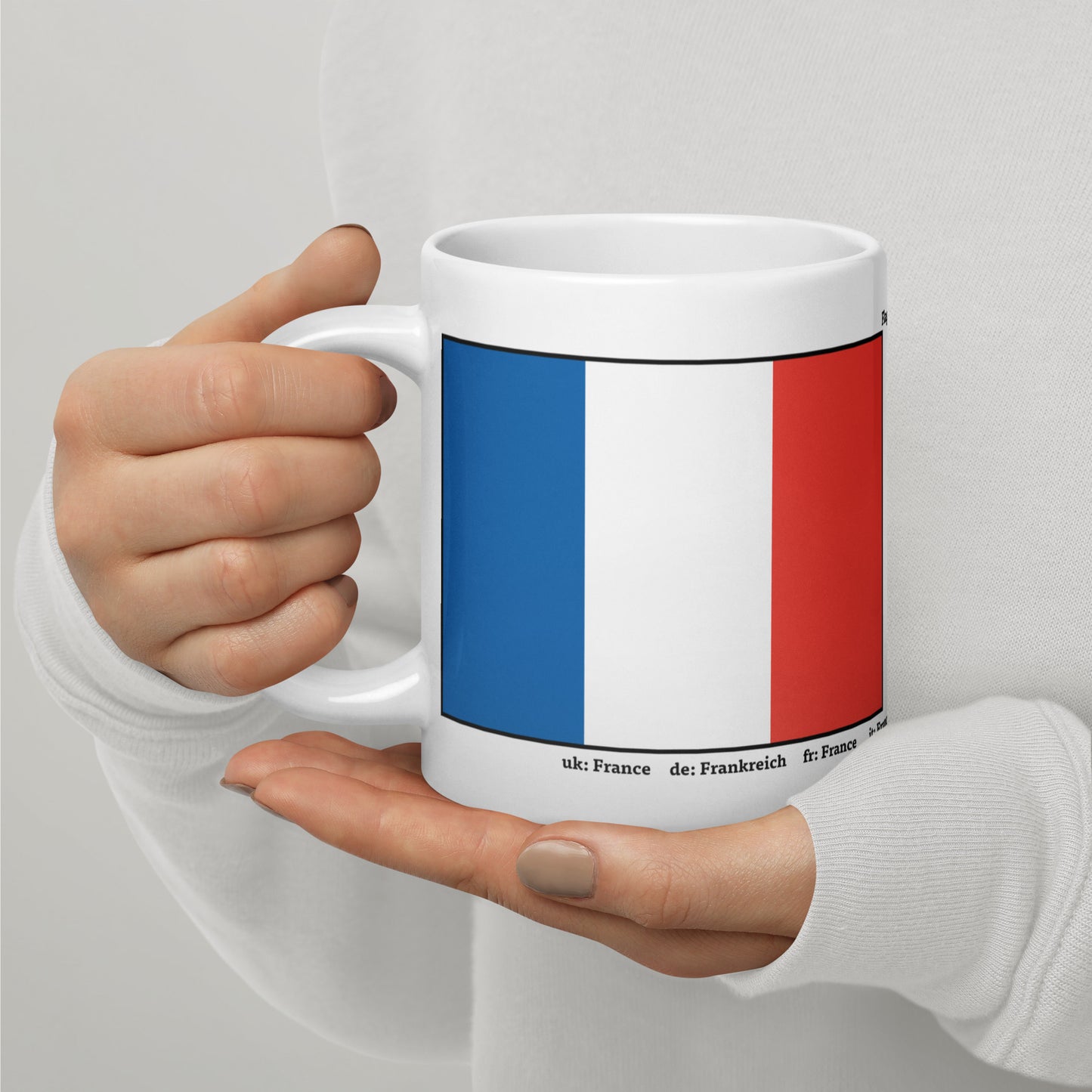 320ml, 440ml, 590ml Weiß glänzende Tasse Flaggen von Europa 04 Frankreich