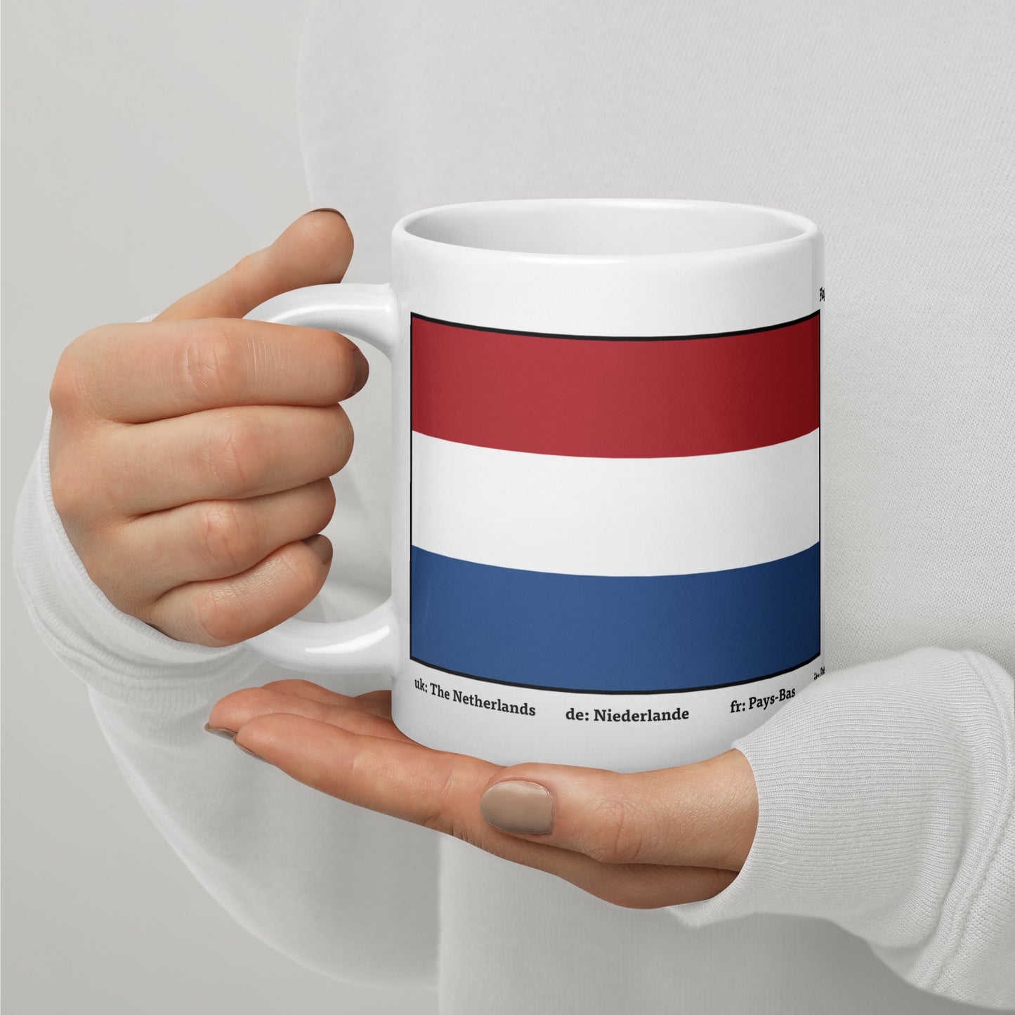 320ml, 440ml, 590ml Weiß glänzende Tasse Flaggen von Europa 05 Niederlande