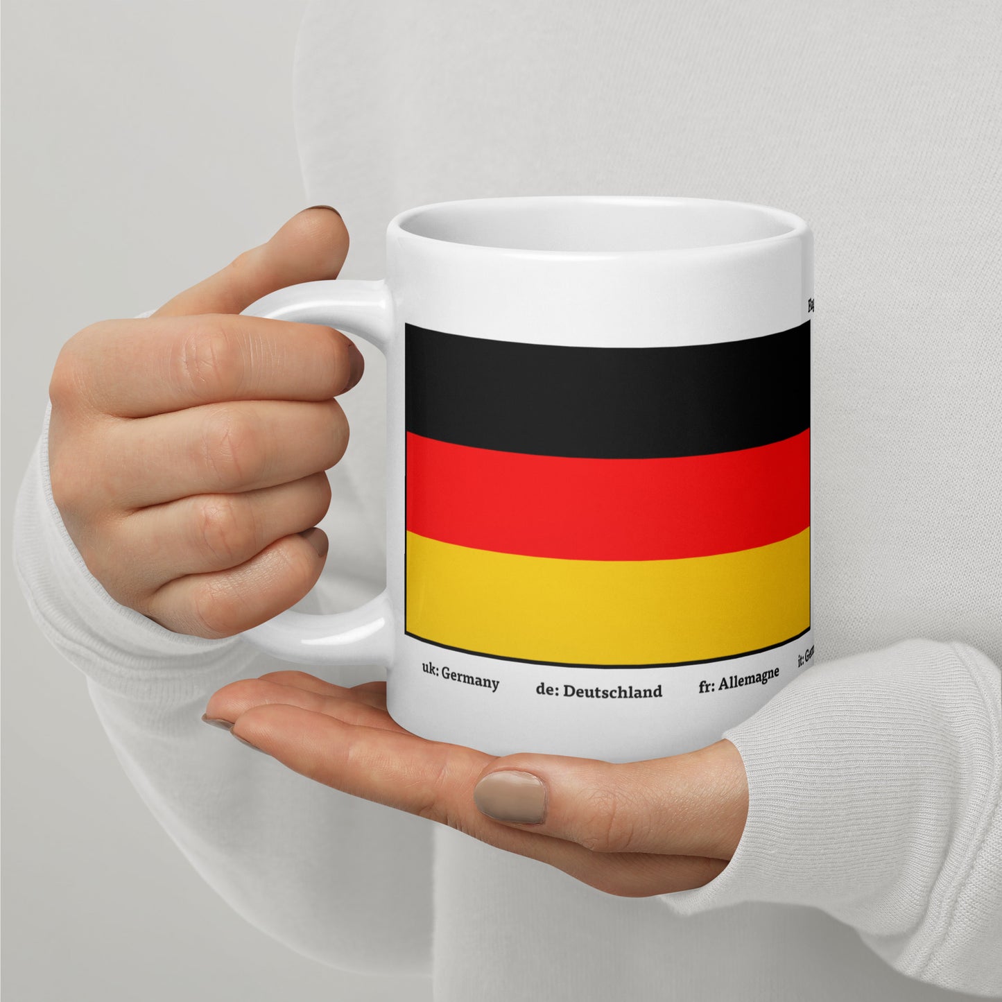 320ml, 440ml, 590ml Weiß glänzende Tasse Flaggen von Europa 03 Deutschland