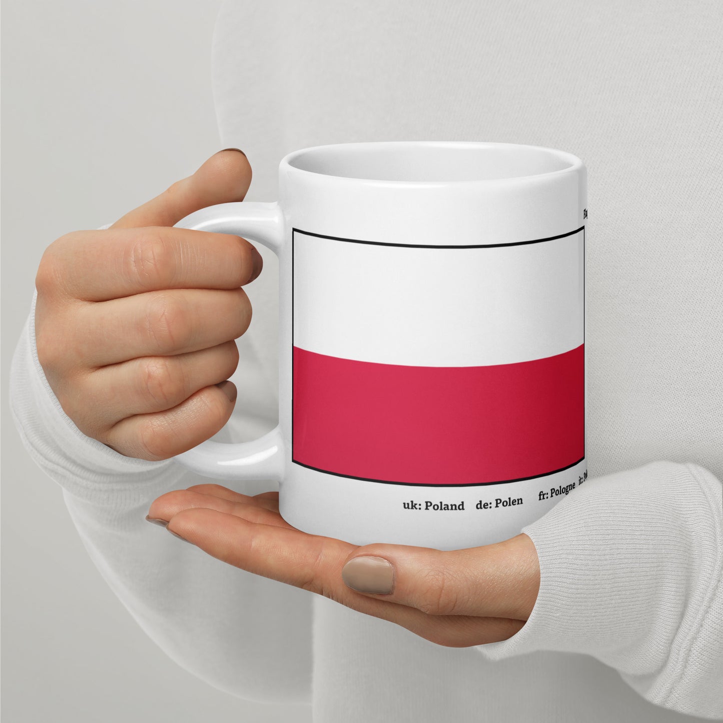 320ml, 440ml, 590ml Weiß glänzende Tasse Flaggen von Europa 02 Polen