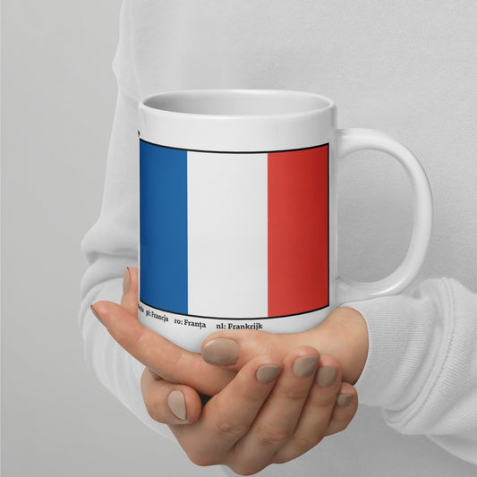 320ml, 440ml, 590ml Weiß glänzende Tasse Flaggen von Europa 04 Frankreich