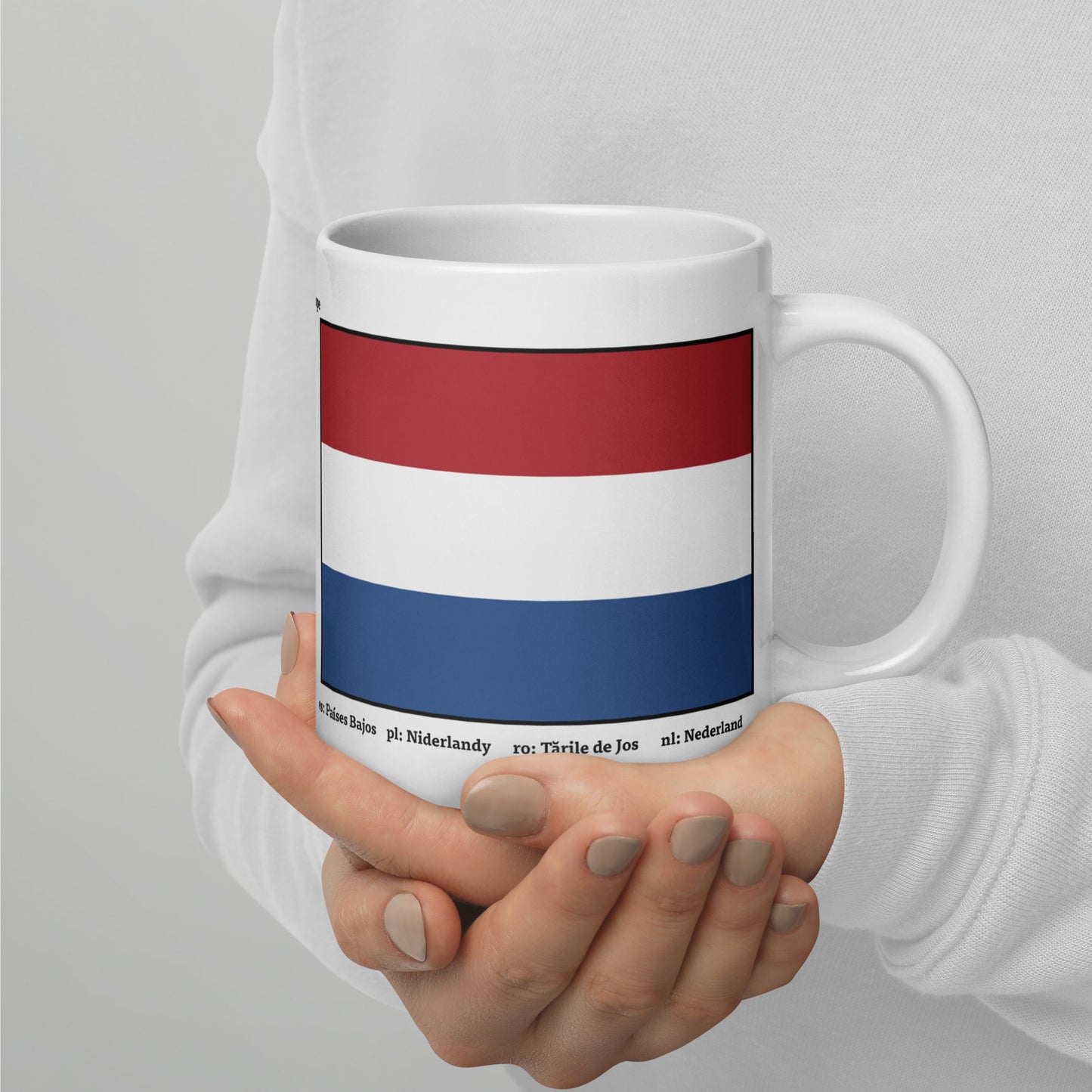 320ml, 440ml, 590ml Weiß glänzende Tasse Flaggen von Europa 05 Niederlande