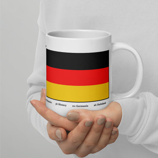 320ml, 440ml, 590ml Weiß glänzende Tasse Flaggen von Europa 03 Deutschland