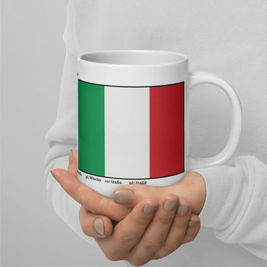 320ml, 440ml, 590ml Weiß glänzende Tasse Flaggen von Europa 01 Italien